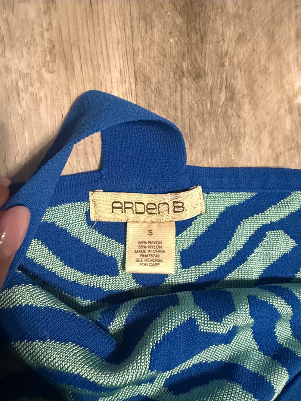 Arden B Blue and Mint Patterned Halter Tank Top - Picture 3 of 3